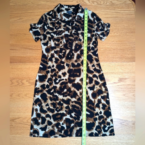 En Focus Studio Size 10 Women's Knee Length Leopard Collar Shirt Dress NWoT - Picture 7 of 10